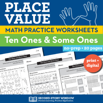 Preview of Place Value Worksheets - Ten Ones and Some Ones (Set 1)