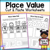 Place Value Cut & Paste Worksheets - Tens and Ones - 1st &