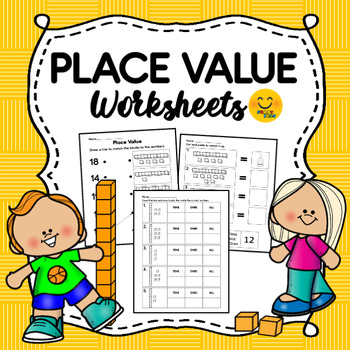Preview of Place Value Worksheets Tens and Ones Numbers 11-19 For Kindergarten