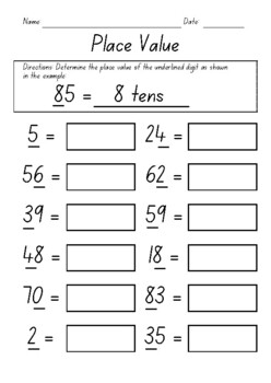 Place Value Worksheets - Tens And Ones Practice - No Prep - Sub Plan