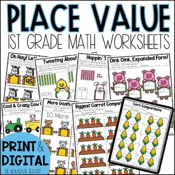 Preview of Place Value Worksheets and Activities - 1st Grade Math Unit for Tens and Ones