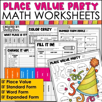 Preview of Place Value Worksheets and Chart Number Form Expanded and Word Form Activities