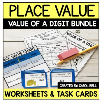 Preview of Place Value Worksheets and Task Cards