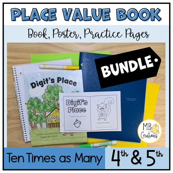 Preview of Place Value Worksheets, eBook with Practice Problem, and Posters - 4th 5th Grade