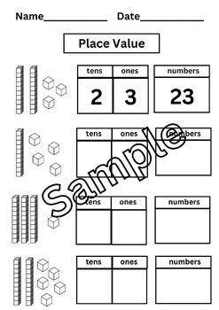 Preview of Place Value Worksheets for Grade 1,2,3 (10 Pages)