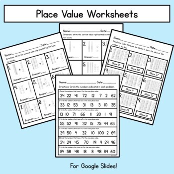 Preview of Place Value Worksheets for Remote Learning- Google Slides