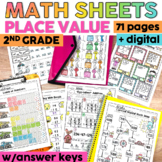 2nd Grade Place Value Worksheets or Packets | Print & Digi