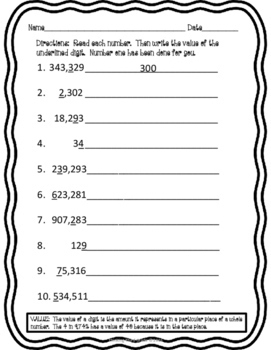 place value worksheets 3rd grade teks aligned 4th grade
