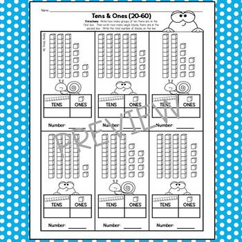 place value worksheets to 100 place value tens ones by