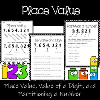 Preview of Place Value Workshop - Value of a digit - Partition a number