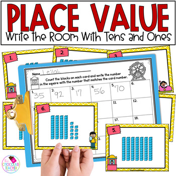 Preview of Place Value Tens and Ones Numbers to 100 1st Grade Write the Room Math Review