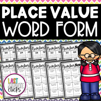 Preview of Place Value: Writing Numbers in Word Form Number Names Worksheet Pack