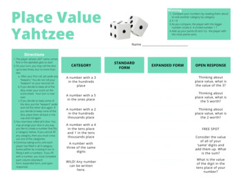 place value yahtzee game rules