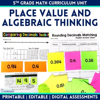 Preview of Place Value and Algebraic Thinking - 5th Grade Math Curriculum Unit