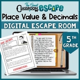 Place Value, Rounding and Decimals Digital Escape Room 5th