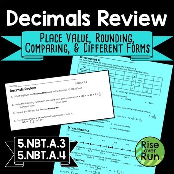 Preview of Place Value and Decimals Worksheet for 5th Grade