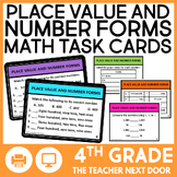 4th Grade Place Value and Number Forms Task Cards Math Cen