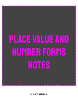 Preview of Place Value and Number Forms Notes