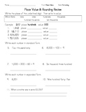 Place Value and Patterning Review Sheet and Test