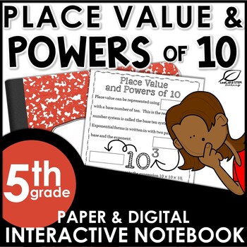 Preview of Place Value and Powers of 10 Interactive Notebook Set | Distance Learning | FREE