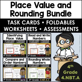 Preview of Place Value Rounding Numbers | 4th Grade Math | 4.NBT.A BUNDLE