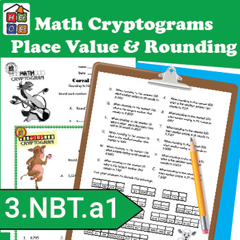 Preview of Place Value and Rounding | Cryptogram Puzzles | 3rd Grade Math