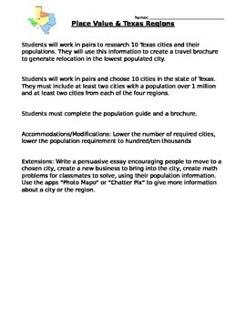 Preview of Place Value and Texas Regions