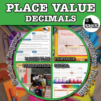 Preview of Place Value Inquiry Lesson Interactive Notebook Math Foldable (Decimals)