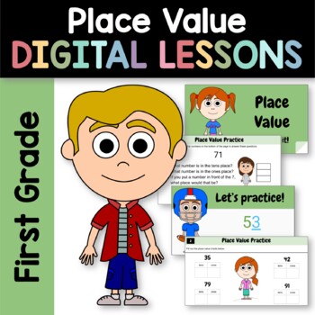 Preview of Place Value for First Grade Google Slides | Math Skills Review