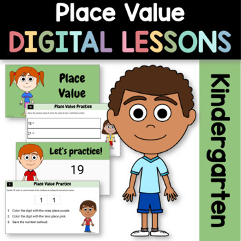 Preview of Place Value for Kindergarten Google Slides | Interactive Math Skills Practice