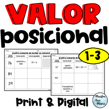 Preview of Place Value in Spanish - Valor posicional - Base Ten Blocks - Expanded Form