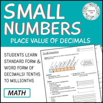 Preview of Place Value of Decimals - Tenths to Millionths Worksheets