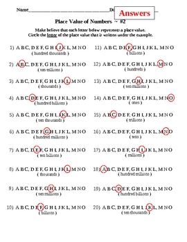 Place Value of Whole Numbers by David Filipek | Teachers Pay Teachers