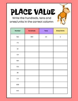 Preview of Place Value practice upto hundreds safari animals