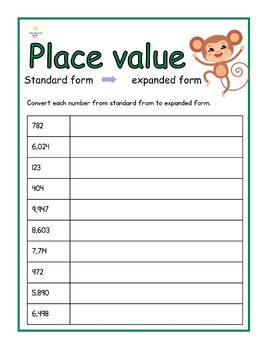 Preview of Place Value practice writing from standard for to expanded form