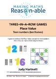 Place Value - teen numbers using ten-frames 3-in-a-row game
