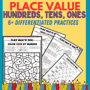 Preview of Place Value, Hundreds, Tens and Ones - Worksheets (Up to 1000)
