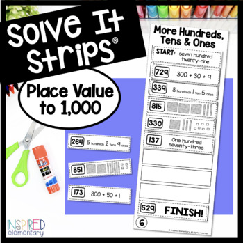 Preview of Place Value Games Place Value to 1000 Solve It Strips®