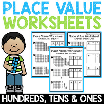 Preview of Place Value to 1000 Worksheets Ones Tens Hundreds NO PREP 2.NBT.1