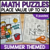 Place Value to 40 Math Puzzles - Summer Themed