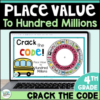 Preview of Place Value to Hundred Millions Digital Math Game - Crack the Code Fall Activity