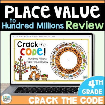 Preview of Place Value to Hundred Millions Review - Crack the Code Digital Fall Activities