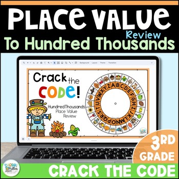 Preview of Place Value to Hundred Thousands Review - Crack the Code Digital Fall Activities