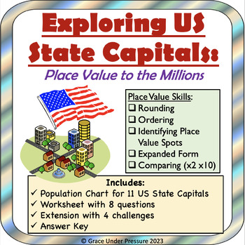 Preview of Place Value Worksheet: Real World Rounding & Ordering with State Capitals Gr 4-6
