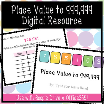 Preview of Place Value up to 999,999 Digital Resource SOL 3.1