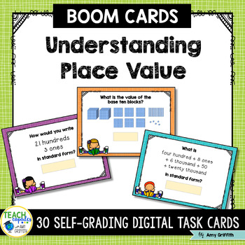 Preview of Place Value Digital BOOM Task Cards - Math TEKs 3.2A 3.2B 4.2A 4.2B