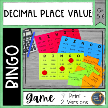 Preview of Place Value with Decimals BINGO Math Game - Expanded Form - Math Review Activity