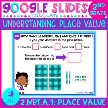 Preview of Place Value with Hundreds, Tens and Ones Google Slides Distance Learning