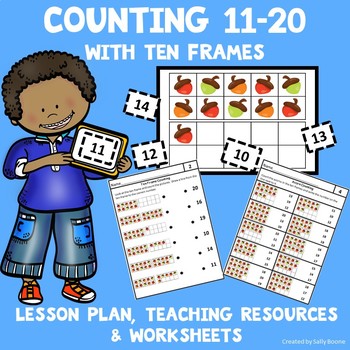 Preview of Counting 11-20 with Ten Frame Cards - Lesson Plan, Resources & Worksheets