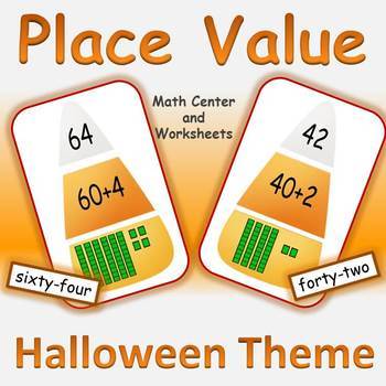 Preview of Place Value with Worksheets Halloween Math